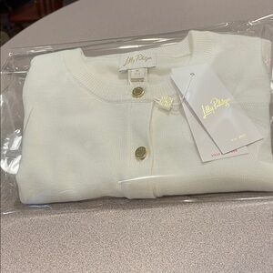 Lilly Pulitzer Girls Resort White Cardigan w/Gold Buttons NWT Size Medium 6/7